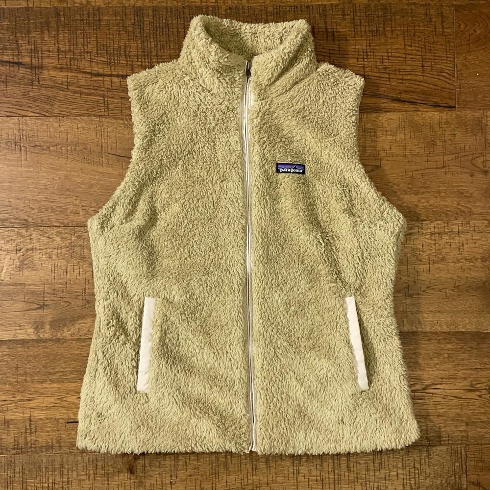 Patagonia Fleece Vest Womens XL Cream Gorpcore Los Gatos Faux Fur Zip Up